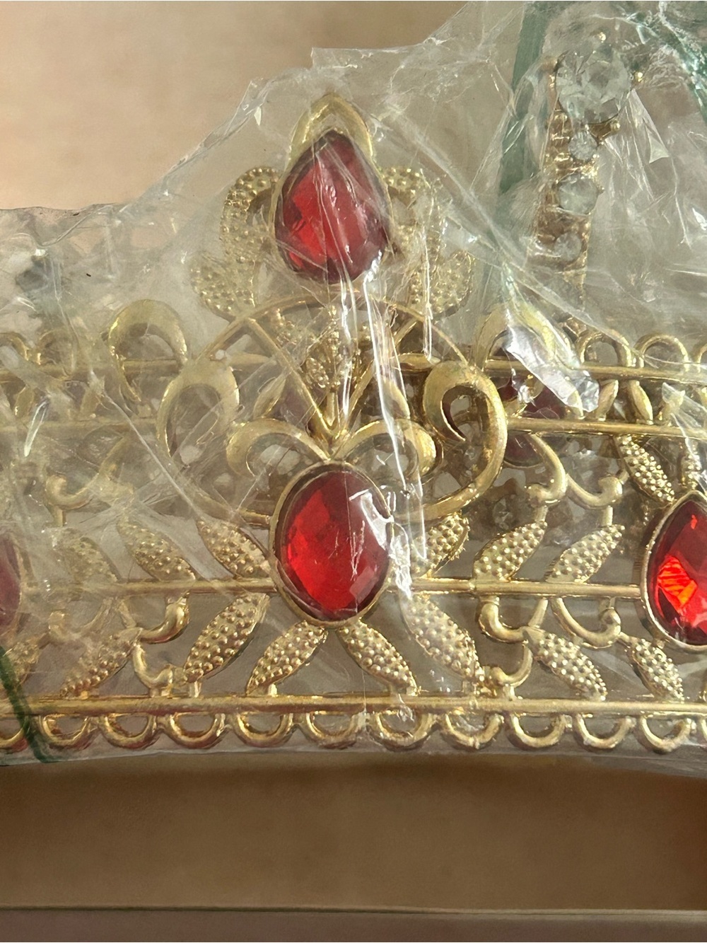 4/$100 king and queen Gold-Tone Red Gem Statement Tiara
